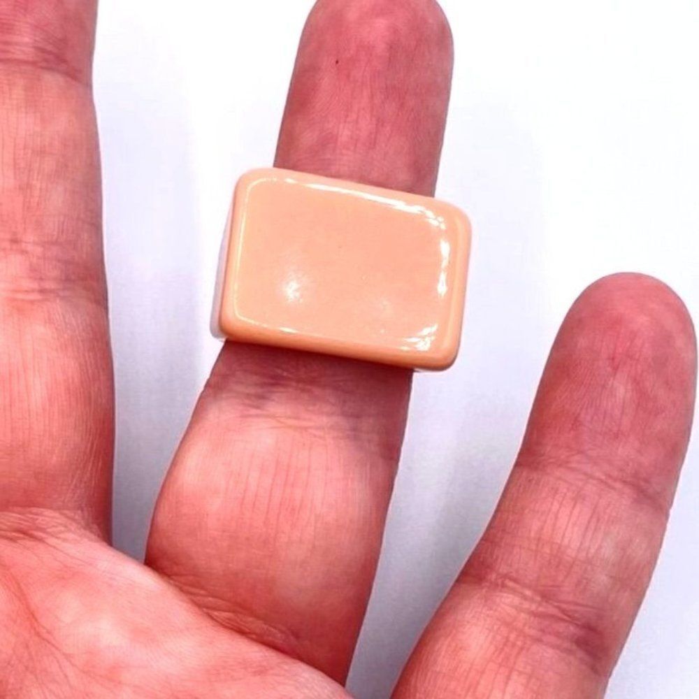 Tan Beige Acrylic Geometric Rectangle Chunky Statement Ring Size 8 - Picture 6 of 8
